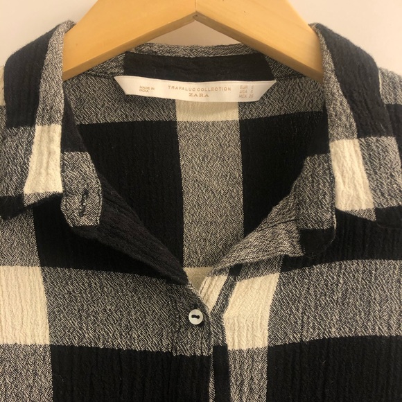 Black and white check button up tunic - Picture 2 of 4